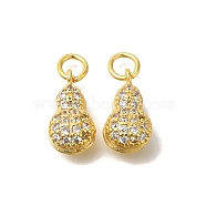 Rack Plating Brass Micro Pave Cubic Zirconia Charms, with Jump Ring, Long-Lasting Plated, Lead Free & Cadmium Free, Peanut, with Jump Ring, Golden, 11.5x6.5x5mm, Hole: 3mm(KK-F883-08G)