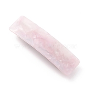 Cellulose Acetate(Resin) Hair Barrette, with Platinum Iron Findings, Rectangle, Pink, 84.5x24x14mm(X-PHAR-F012-02H)