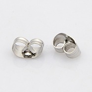 304 Stainless Steel Ear Nuts, Stainless Steel Color, 5x3.5x2mm, Hole: 0.8mm(STAS-N019-11)