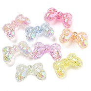 UV Plating Transparent Acrylic Beads, Iridescent Bowknot, Mixed Color, 16.5x27x7.5mm, Hole: 2.2mm(MACR-D024-07)