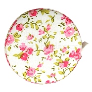 Plastic Soft Sewing Tape Measure, with Flower Pattern Cloth Cover, for Body, Sewing, Tailor, Clothes, Hot Pink, 53x12mm, about 150cm/pc(PW-WG86198-05)