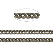 Brass Twisted Chains, Curb Chains, Unwelded, with Spool, Cadmium Free & Nickel Free & Lead Free, Antique Bronze, 3x2x0.6mm, about 301.83 Feet(92m)/roll(CHC-S096-AB-NF-1)