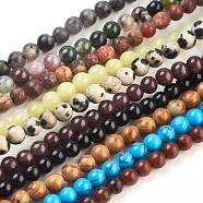 Round Gemstone Beads Mix, Assorted Colors, about 4mm in diameter, hole: 0.8mm, about 95pcs/strand, 16 inch(M-GSR4MM)