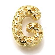 Brass Pendants, Hollow Letter Charms, Rack Plating, Long-Lasting Plated, Cadmium Free & Lead Free, Letter G, 22x16.5x7.5mm, Hole: 5x2.7mm(KK-F884-G02-G)