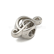 Non-Tarnish 304 Stainless Steel European Beads, Large Hole Beads, Musical Note, Stainless Steel Color, 8.5x17.5x6.5mm, Hole: 4mm(STAS-A091-10P)