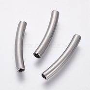 304 Stainless Steel Curved  Tube Beads, Stainless Steel Color, 20x3mm, Hole: 1.6mm(STAS-F230-20P)