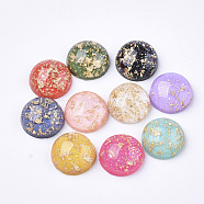 Glitter Translucent Resin Cabochons, with Gold Foil inside, Half Round/Dome, Mixed Color, 12x5mm(X-RESI-S364-43A-M)