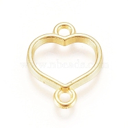 Zinc Alloy Links connectors, Open Back Bezel, For DIY UV Resin, Epoxy Resin, Pressed Flower Jewelry, Heart, Golden, 15x12x1.5mm, Hole: 1.6mm(X-PALLOY-E564-87G)