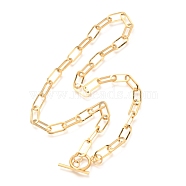 Unisex Vacuum Plating 304 Stainless Steel Paperclip Chain Necklaces, with Toggle Clasps, Golden, 17.71 inch(45cm)(NJEW-H215-02G)