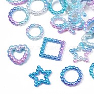 Spray Paint ABS Plastic Cabochons, Star & Square & Ring & Heart & Bowknot, Dark Turquoise, 10~15x10~18.5x2~3mm(KY-S169-01B)