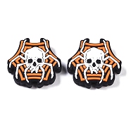 Halloween Food Grade Silicone Focal Beads, Silicone Teething Beads, Skull, 28x29x7mm, Hole: 2mm(SIL-Z022-01C)