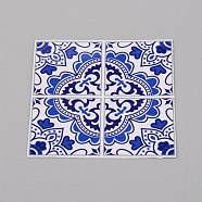 PVC Plastic Self-Adhesive Wall Stickers, Square with Flower Pattern, Blue, 81x81x0.3mm, 15pcs/set(DIY-WH0223-56A)