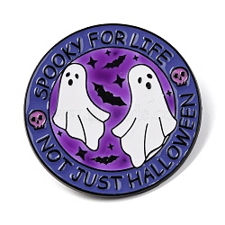 Halloween Luminous Enamel Pins, Alloy Brooch for Backpack Clothes, Ghost, 33.5x1mm(JEWB-P043-01A)