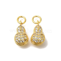 Rack Plating Brass Micro Pave Cubic Zirconia Charms, with Jump Ring, Long-Lasting Plated, Lead Free & Cadmium Free, Peanut, with Jump Ring, Golden, 11.5x6.5x5mm, Hole: 3mm(KK-F883-08G)