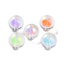 UV Plating Rainbow Iridescent Acrylic Beads, Bead in Bead, Round, 15mm, Hole: 2.5mm(OACR-H112-16D)