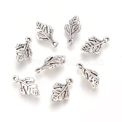 Alloy Leaf Pendants, Antique Silver, Lead Free & Cadmium Free, 18x11x1.5mm, Hole: 1.5mm(EA11920Y)