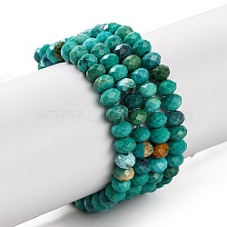 Natural Howlite Beads Strands, Dyed, Faceted, Rondelle, Dark Turquoise, 4.5x3mm, Hole: 0.8mm, about 123~127pcs/strand, 15.24~15.55''(38.5~39.5cm)(G-H025-03C-07)