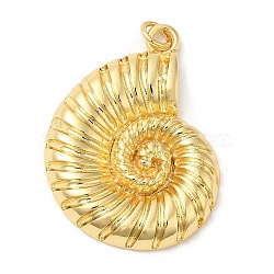 Brass Pendants, with Jump Ring, Long-Lasting Plated, Lead Free & Cadmium Free, Conch Charm, Real 18K Gold Plated, 33.5x25x4mm, Hole: 3mm(KK-K332-19G)