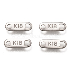 304 Stainless Steel Slice Chain Tabs, Oval with Word K18, Stainless Steel Color, 11x4x0.5mm, Hole: 1.5~2mm(STAS-Z024-02P)