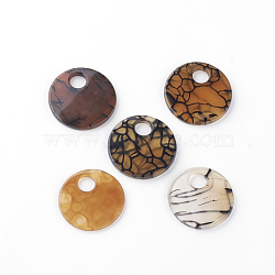 Dyed Natural Dragon Veins Agate, Pendants, Flat Round, 39~41x3~4mm, Hole: 9.5mm(G-S220-09)