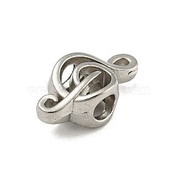 304 Stainless Steel European Beads, Large Hole Beads, Musical Note, Stainless Steel Color, 8.5x17.5x6.5mm, Hole: 4mm(STAS-A091-10P)