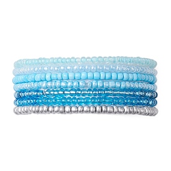 7Pcs 7 Colors Round Glass Seed Beaded Stretch Bracelets, Stackable Bracelets for Women, Mixed Color, Inner Diameter: 2-1/2 inch(6.5cm), about 1pc/color(BJEW-JB10417)