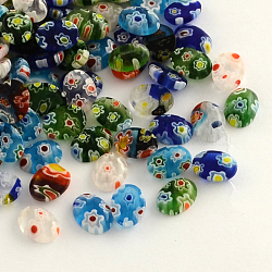 Handmade Millefiori Glass Cabochons, Oval, Mixed Color, 8x6x3mm(LK-R006-12)