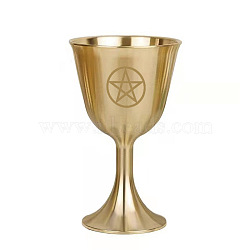 Brass Triple Moon Goddess and Pentagram Altar Goblet Chalice Ornament, Wiccan Supplies and Tools, Star Pattern, 80mm(WICR-PW0001-23B-05)