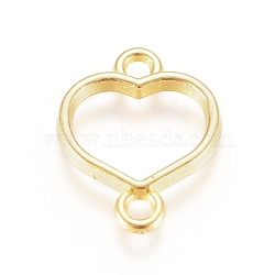 Zinc Alloy Links connectors, Open Back Bezel, For DIY UV Resin, Epoxy Resin, Pressed Flower Jewelry, Heart, Golden, 15x12x1.5mm, Hole: 1.6mm(X-PALLOY-E564-87G)
