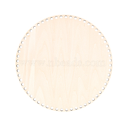 Wooden Basket Bottoms, Crochet Basket Base, with Cord, for Basket Weaving Supplies and Home Decoration Craft, Flat Round, BurlyWood, 300x5mm, Hole: 8mm(DIY-WH0184-65)