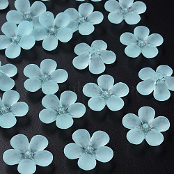 Transparent Acrylic Beads, Frosted, Flower, Cyan, 22x23x6.5mm, Hole: 1.6mm, about 378pcs/500g(MACR-S373-116-D07)