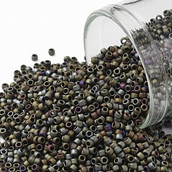 TOHO Round Seed Beads, Japanese Seed Beads, (614) Matte Color Iris Brown, 15/0, 1.5mm, Hole: 0.7mm, about 15000pcs/50g(SEED-XTR15-0614)