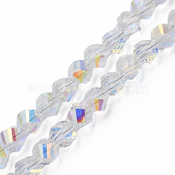 Electroplate Transparent Glass Beads Strands, Faceted, Nuggets, Clear AB, 8x7mm, Hole: 1.4mm, about 72pcs/strand, 20.08 inch(51cm)(EGLA-N002-39-C02)