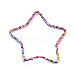 304 Stainless Steel Linking Rings, Textured, Star, Rainbow Color, 26x27x1mm, Inner Diameter: 21x24mm(STAS-Z041-11RC)