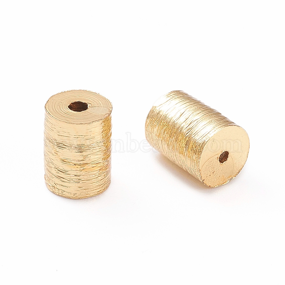 BrassDrawbenchBeads,Long-LastingPlated,Column,Real18KGoldPlated,6.5~7.5x6x6mm,Hole:1mm