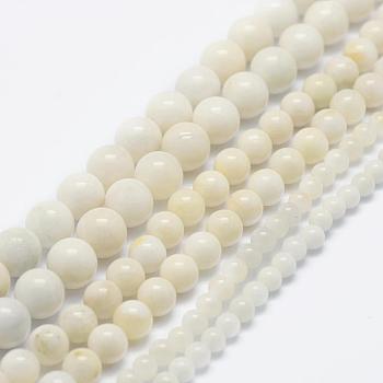 Natural White Jade Bead Strands, Round, 4~8mm, Hole: 0.5~1mm, about 49~96pcs/strand, 15.7 inch(40cm)