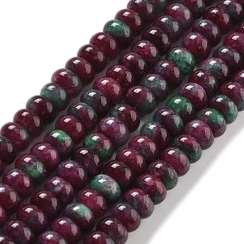 Natural White Jade Beads Strands, Dyed, Rondelle, Purple, 8x5mm, Hole: 1mm, about 74pcs/strand, 15.15 inch(38.5cm)