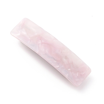 Cellulose Acetate(Resin) Hair Barrette, with Platinum Iron Findings, Rectangle, Pink, 84.5x24x14mm