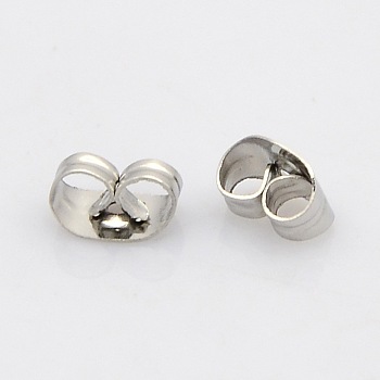 304 Stainless Steel Ear Nuts, Stainless Steel Color, 5x3.5x2mm, Hole: 0.8mm