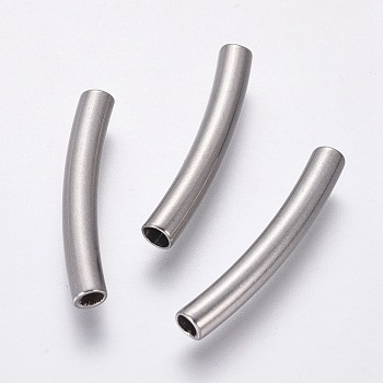 304 Stainless Steel Curved  Tube Beads, Stainless Steel Color, 20x3mm, Hole: 1.6mm