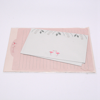 Paper Envelopes & Letter Papers, Floral, Plants & Flamingo Pattern, Rectangle, Dark Salmon, 9~21x14.3~15x0.01~0.02cm, 9pcs/set