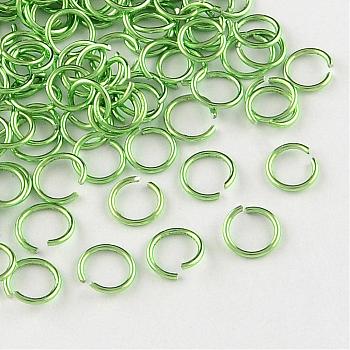 Aluminum Wire Open Jump Rings, Lawn Green, 20 Gauge, 6x0.8mm, Inner Diameter: 5mm, about 2150pcs/50g
