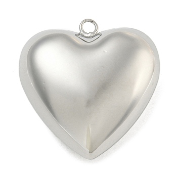 Heart Brass Pendants, Real Platinum Plated, 43x35.5x17mm, Hole: 3mm