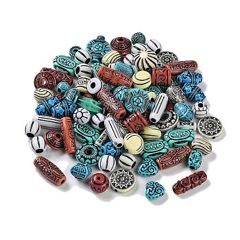 Opaque Acrylic Beads, Mixed Shapes, Mixed Color, 7.5~34x7.5~18x7.5~12.5mm, Hole: 1~4.5mm, about 425pcs/500g