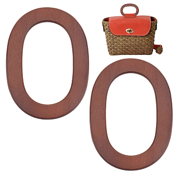 Wooden Bag Handles, Oval, Coconut Brown, 18.5x13.7x0.85cm, Inner Diameter: 13.7x8.2cm