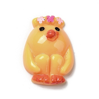 Easter Opaque Resin Cabochons, Chick, Gold, 27.5x20x9.5mm