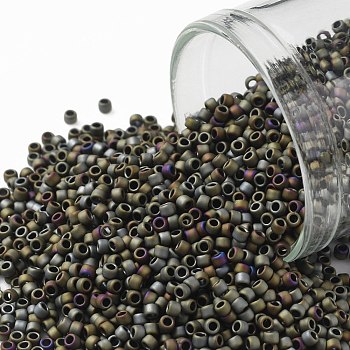 TOHO Round Seed Beads, Japanese Seed Beads, (614) Matte Color Iris Brown, 15/0, 1.5mm, Hole: 0.7mm, about 15000pcs/50g