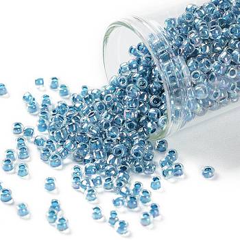 TOHO Round Seed Beads, Japanese Seed Beads, (782) Inside Color AB Crystal/Capri Lined, 8/0, 3mm, Hole: 1mm, about 222pcs/10g
