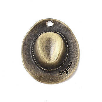 Tibetan style Alloy Pendants, Cowboy Hat Charm, Antique Golden, 35x30x11mm, Hole: 3mm