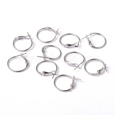 Platinum Color Brass Hoop Earrings(X-EC259-NF)-3